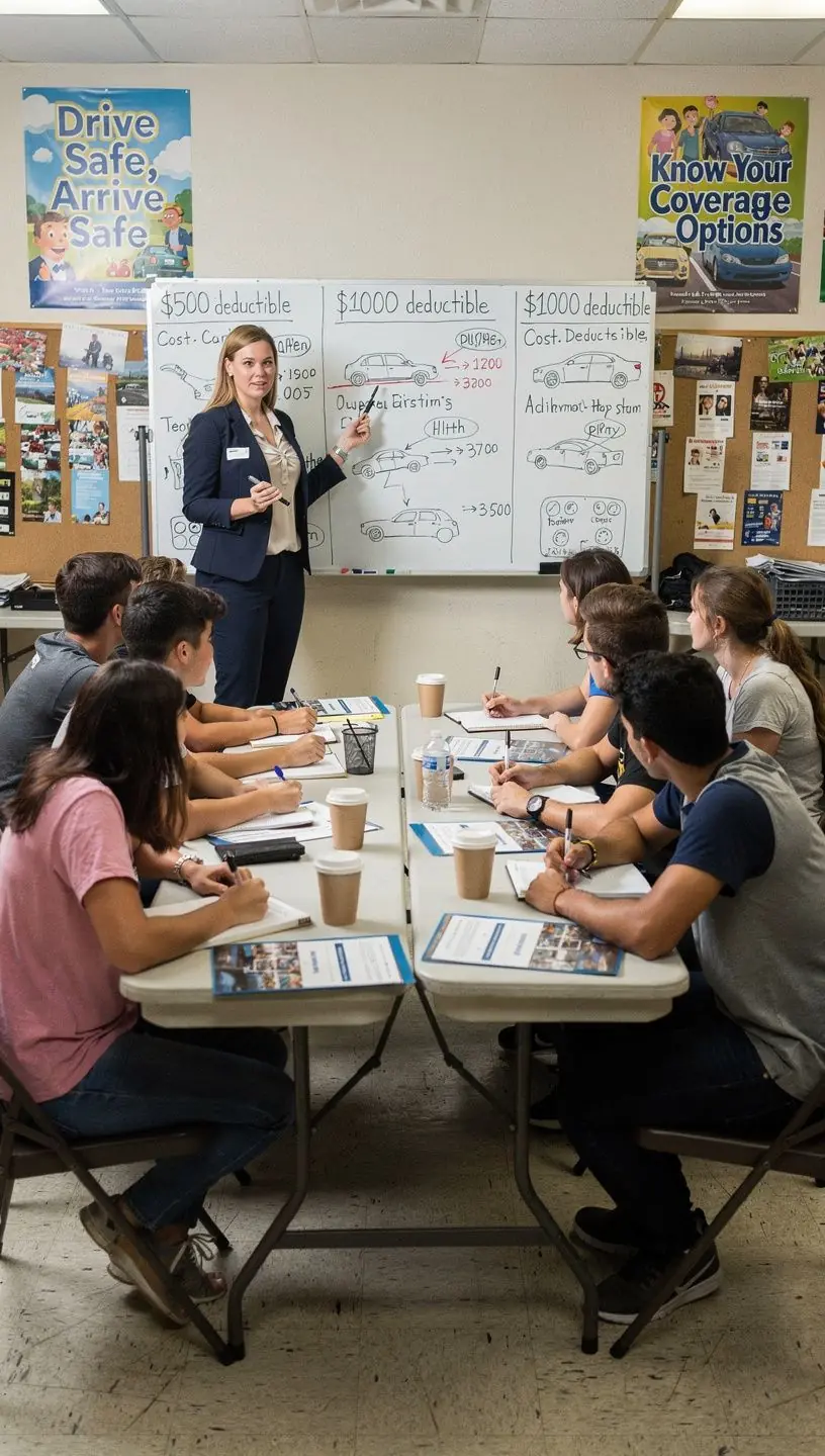 Obrazek z przykładami różnych wariantów ubezpieczenia samochodowego z uwzględnieniem zniżek i ryzyk.